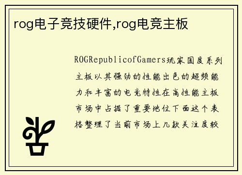 rog电子竞技硬件,rog电竞主板